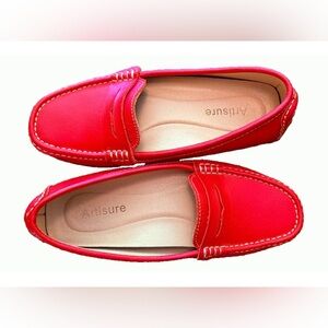 Artisure Women's Genuine Leather Loafers Slip On Boat Shoes Comfort Flats Size 9